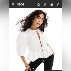 ASOS XS NWOT cotton poplin front tie shirt
